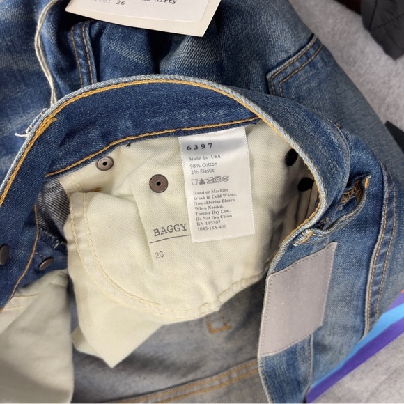 nwt 6397 womens baggy np002 dirty medium jeans 26 pants selvedge denim - Picture 2 of 10